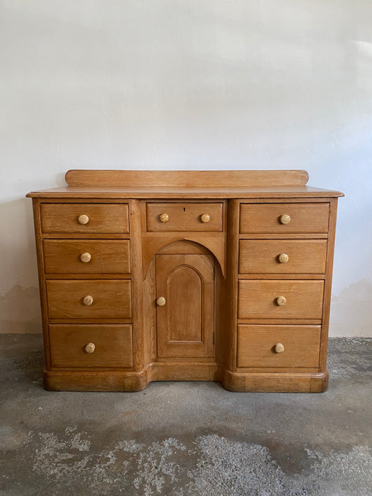 Antique Pine Dresser Base with Ceramic Knobs c. 1870