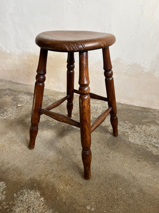 Antique English Elm and Sycamore Stool c. 1880