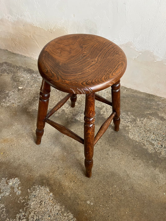 Antique English Elm and Sycamore Stool c. 1880