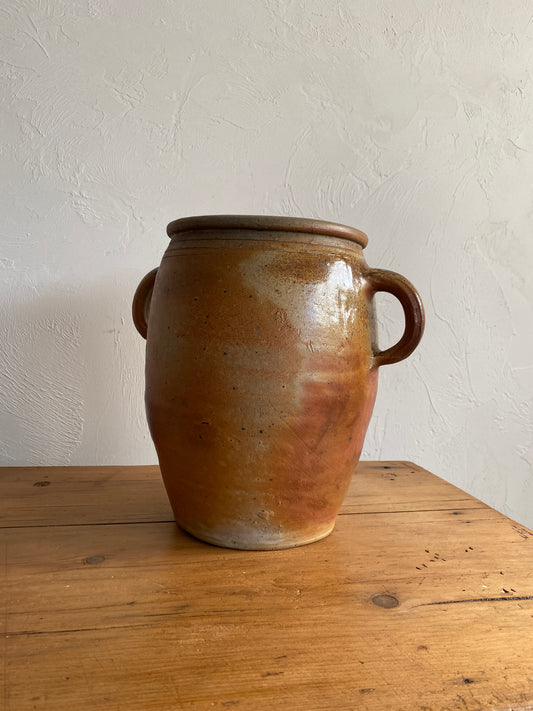 Antique French Confit Pot with Handles, c. 1900