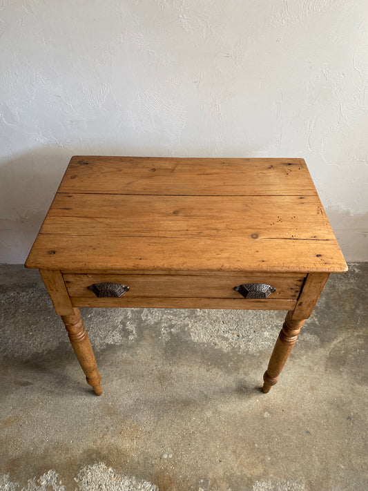 Small English Antique Pine Writing Table with Drawer, c. 1890