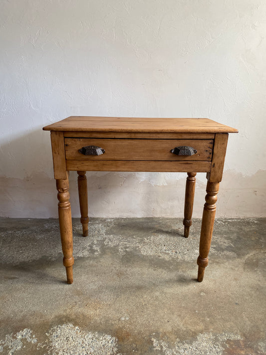 Small English Antique Pine Writing Table with Drawer, c. 1890