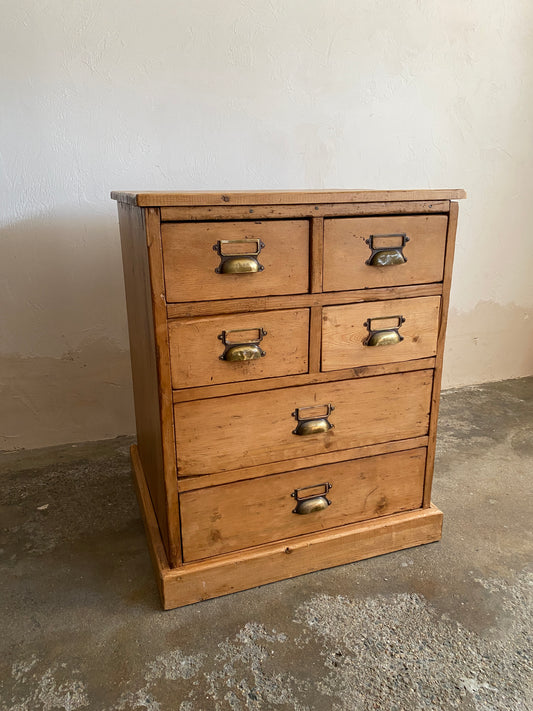 Antique Pine English Bank of Drawers c. 1890