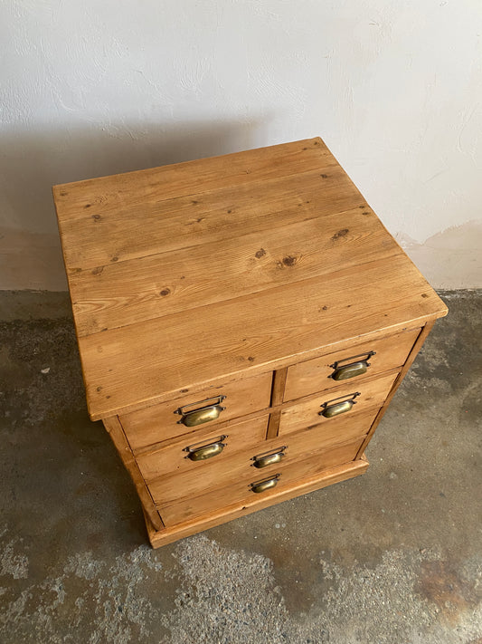 Antique Pine English Bank of Drawers c. 1890