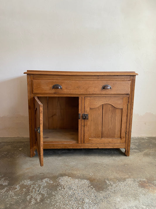 Antique Pine English Cupboard with Drawer c. 1890