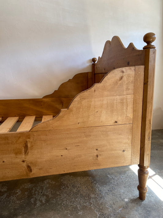 Extra Wide Antique Pine Sleigh Bed c. 1890