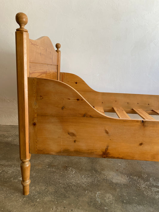 Simple Antique Pine Sleigh Bed