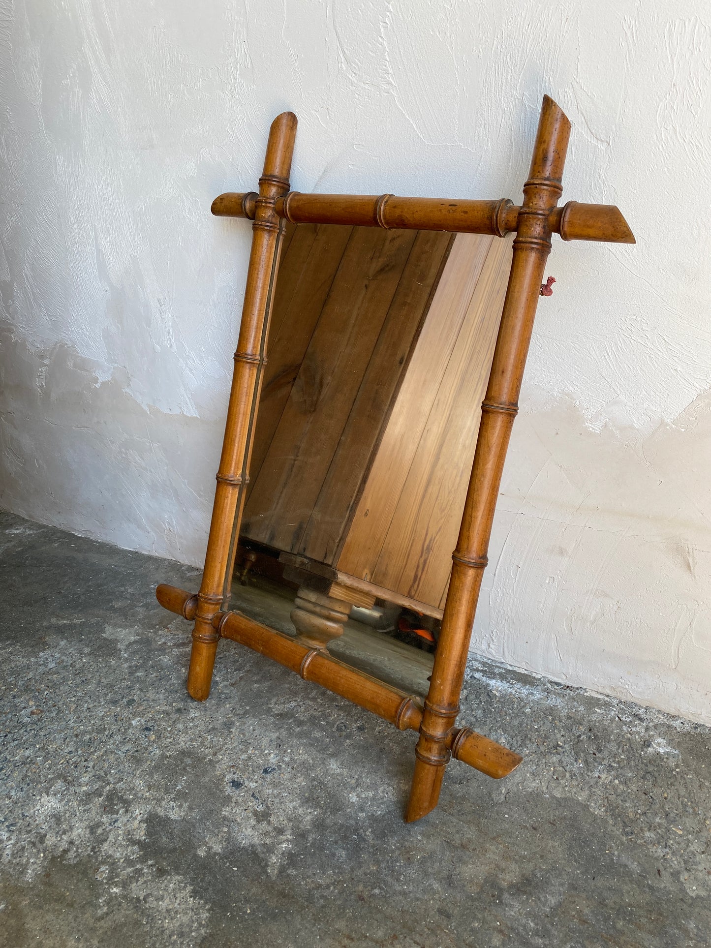 Antique French Faux Bamboo Mirror