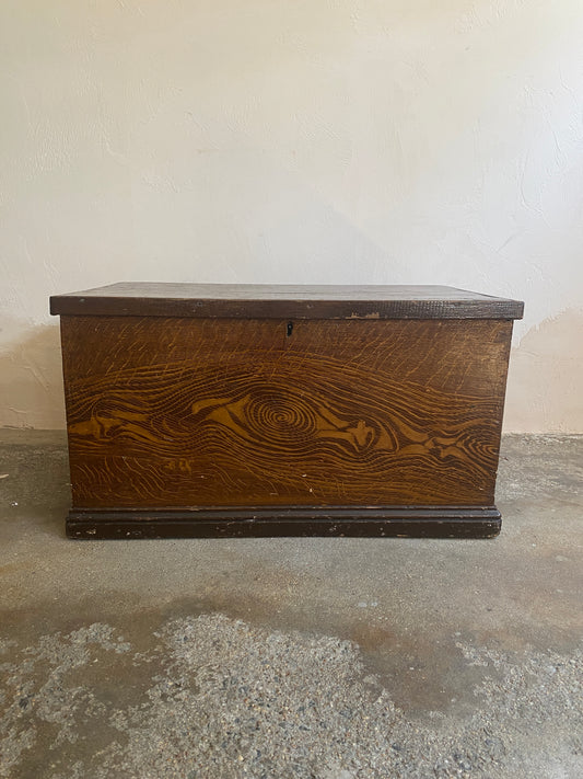 English Faux Grain Antique Pine Box c. 1880